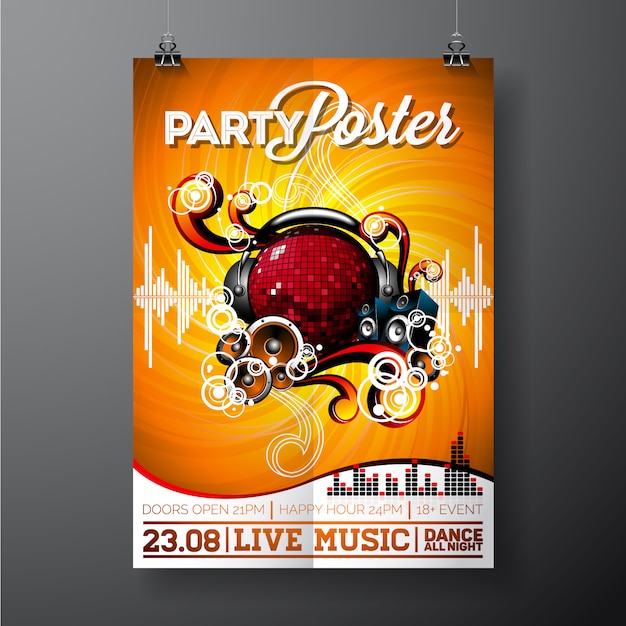 Bezpłatny wektor party plakat szablon