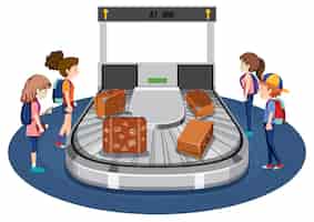 Bezpłatny wektor pasażerowie oczekujący na przylot na bagaż