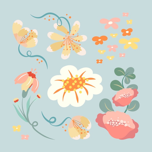 Pastelowy Kwiat, Wiosna Clipartów Ilustracja Wektorowa Płaska Konstrukcja