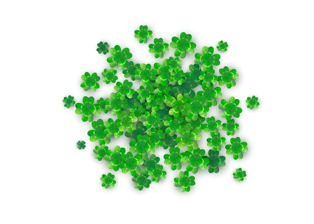 Patricks Day tło w kształcie okrągłego koła z zielonymi koniczynami