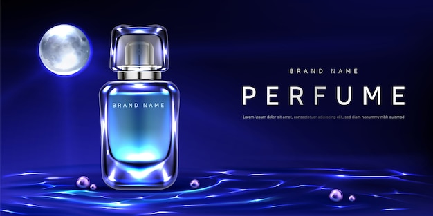 Perfumy butelki na noc wody powierzchni tła