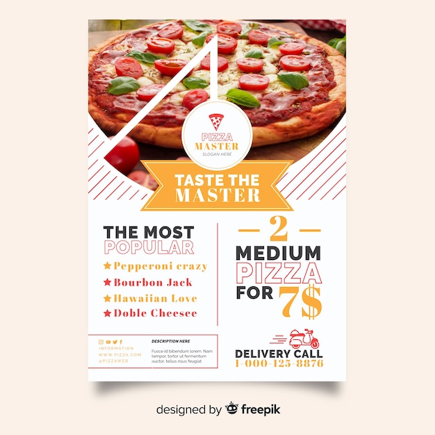 Bezpłatny wektor photographic pizza flyer