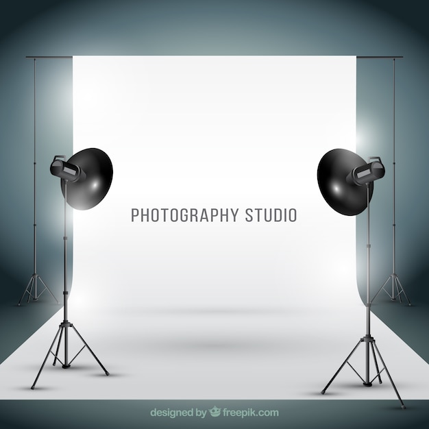 Bezpłatny wektor photogtaphy studio w realistycznym stylu