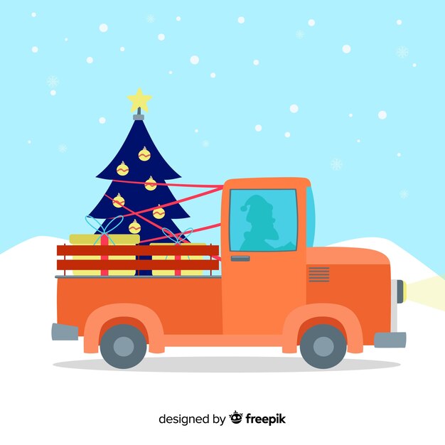 Pick-up ciężarówka z choinką