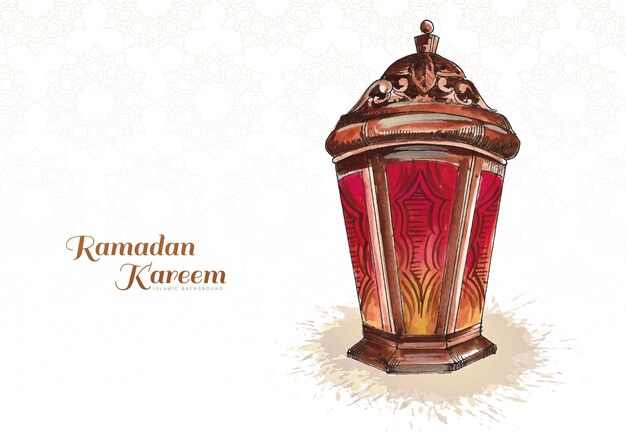 Piękna arabska lampa ramadan kareem tło kartki z życzeniami