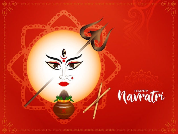 Piękna Durga Puja I Happy Navratri Indyjskie Tło Dekoracyjne Festiwalu