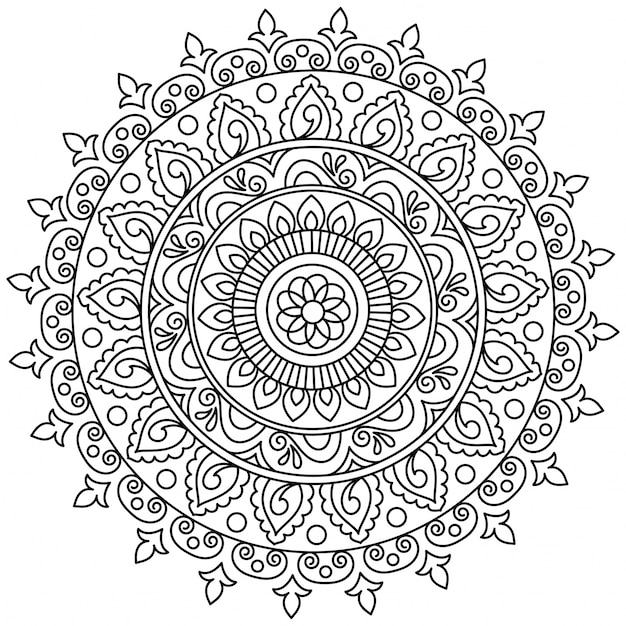 Bezpłatny wektor piękna floral mandala design, kreatywne ozdobne elementy dekoracyjne w kształcie koła.