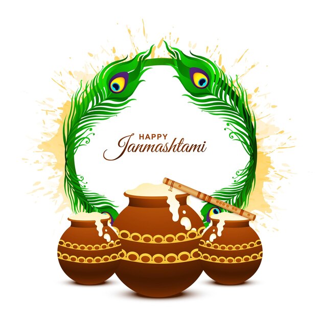 Piękna ilustracja dahi handi na hinduskim festiwalu shree krishna janmashtami card background