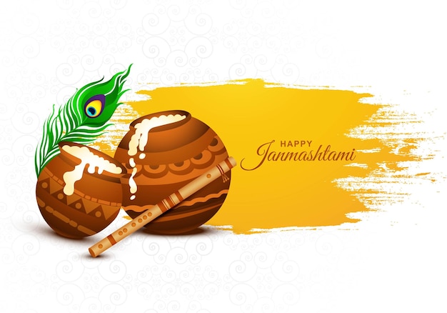 Piękna ilustracja dahi handi na hinduskim festiwalu shree krishna janmashtami card background