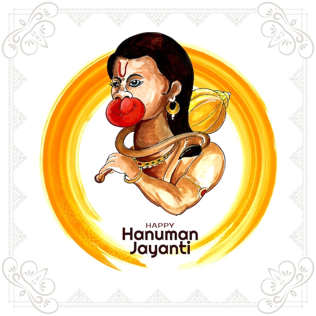 Bezpłatny wektor piękna karta happy hanuman jayanti indian mitologiczny festiwal