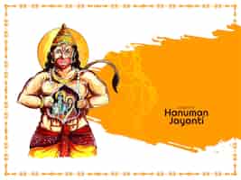 Bezpłatny wektor piękna karta happy hanuman jayanti indian mitologiczny festiwal