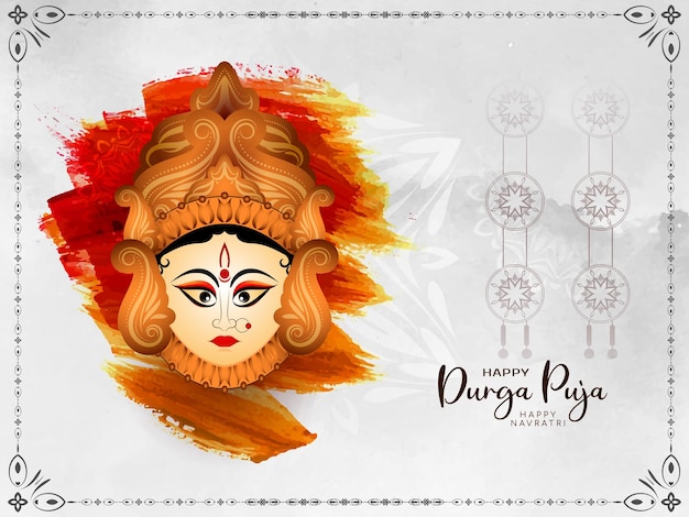 Piękna kartka z życzeniami festiwalu Happy navratri i Durga puja