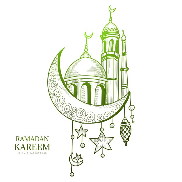 Piękną ręką narysować szkic karty ramadan kareem