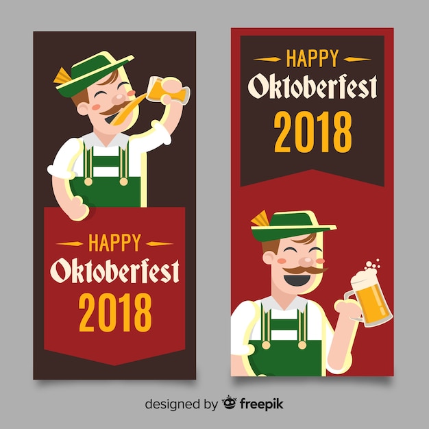 Bezpłatny wektor piękne banery oktoberfest z płaskim wzorem