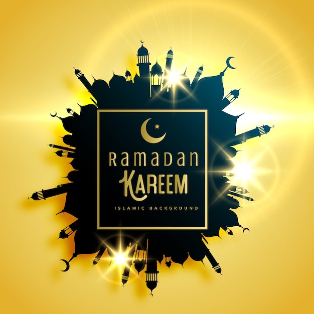 Bezpłatny wektor piękne ramadan kareem pozdrowienia projektu karty z ramki wykonane z meczetu