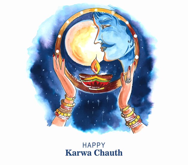 Piękne tło karty festiwalu Karwa chauth