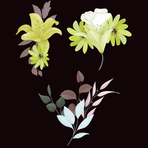 Piękny Bukiet Anemonowych Kwiatów I Liści