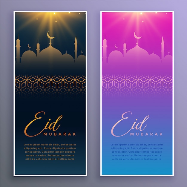 Bezpłatny wektor piękny projekt banerów festiwalowych eid mubarak