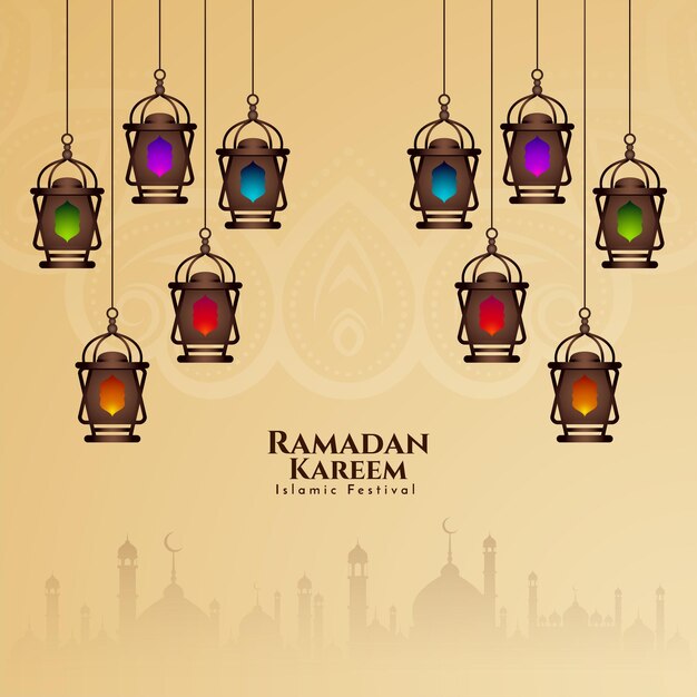 Piękny Ramadan Kareem Islamski Festiwal Pozdrowienia Arabskie Tło