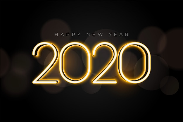 Bezpłatny wektor piękny świecący projekt nowego roku 2020 światła kartkę z życzeniami