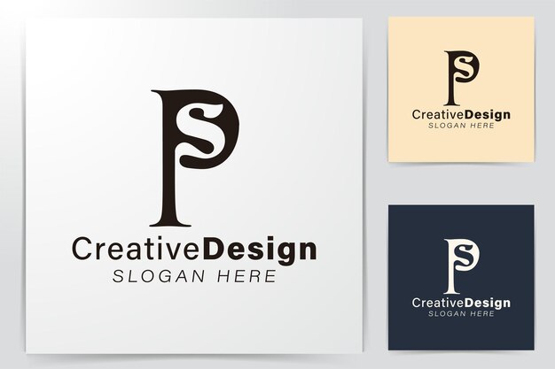 Pierwsza litera PS Modern Logo Ideas. Projekt logo inspiracji. Ilustracja wektorowa szablon. Na białym tle
