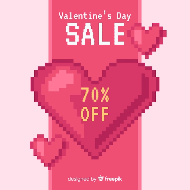 Piksel Kierowy Valentine Dnia Sprzedaży Tło