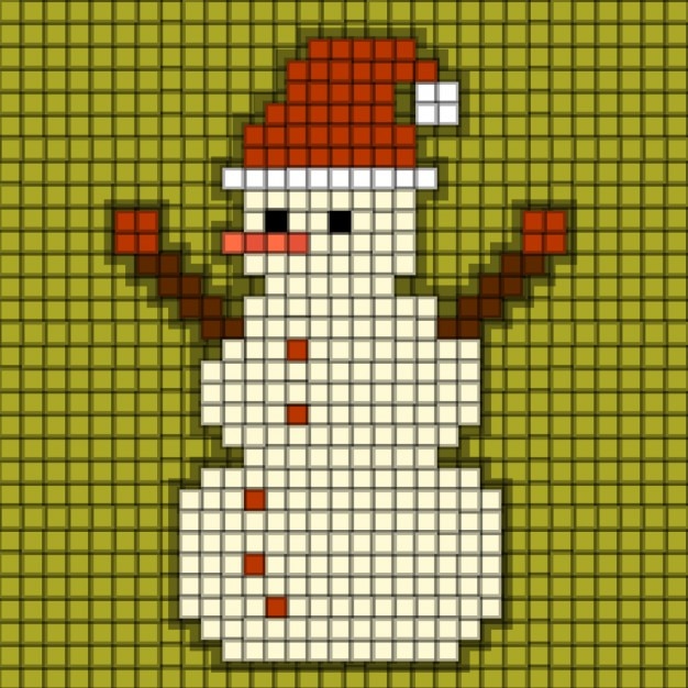 Bezpłatny wektor piksele snowman z santa kapelusz