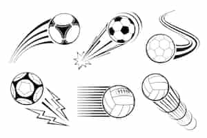 Bezpłatny wektor piłki do piłki nożnej i piłki nożnej na etykiety i emblematy