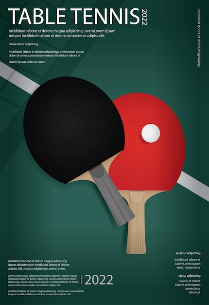 Bezpłatny wektor pingpong plakat szablon ilustracji wektorowych