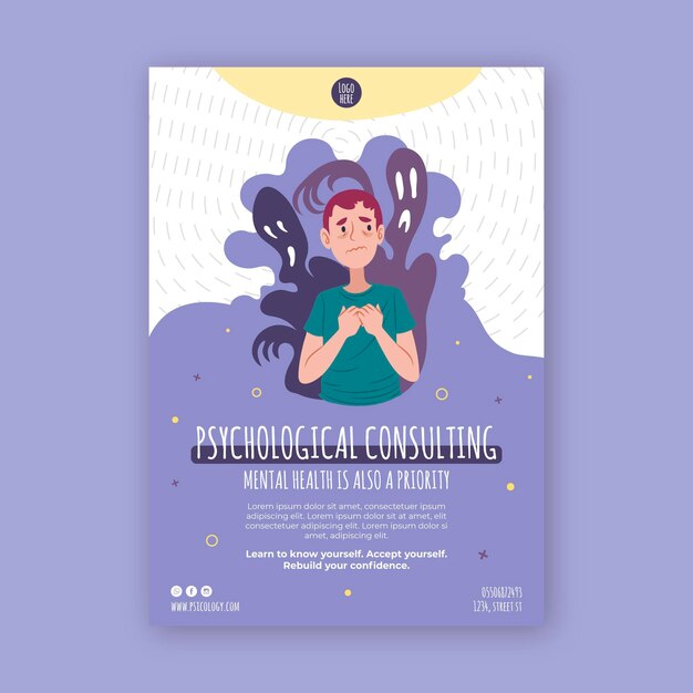 Pionowa ulotka dotycząca poradnictwa psychologicznego