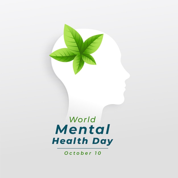 Bezpłatny wektor plakat 10 października międzynarodowego dnia zdrowia psychicznego z wektorem ludzkiej głowy