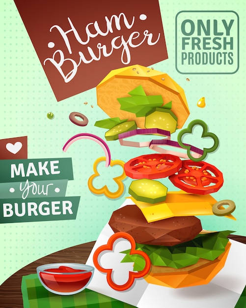 Plakat 3d Hamburger Ad