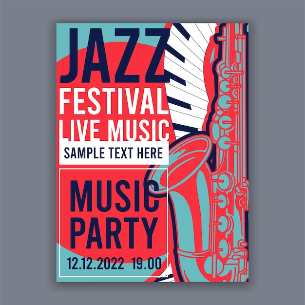 Plakat Dla Jazz Creative Nowoczesne Ulotki Banerowe Na Koncerty Muzyczne I Festiwale Ilustracji Wektorowych