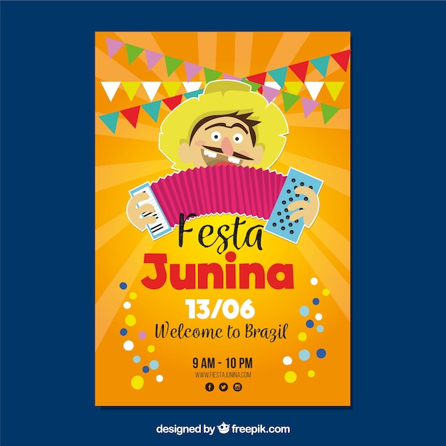 Plakat Festa Junina Z Mężczyzna Bawić Się