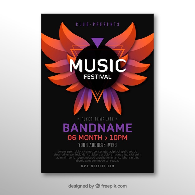 Bezpłatny wektor plakat festiwalu muzyki w stylu abstrakcyjnym