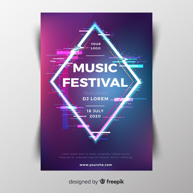 Bezpłatny wektor plakat festiwalu muzyki