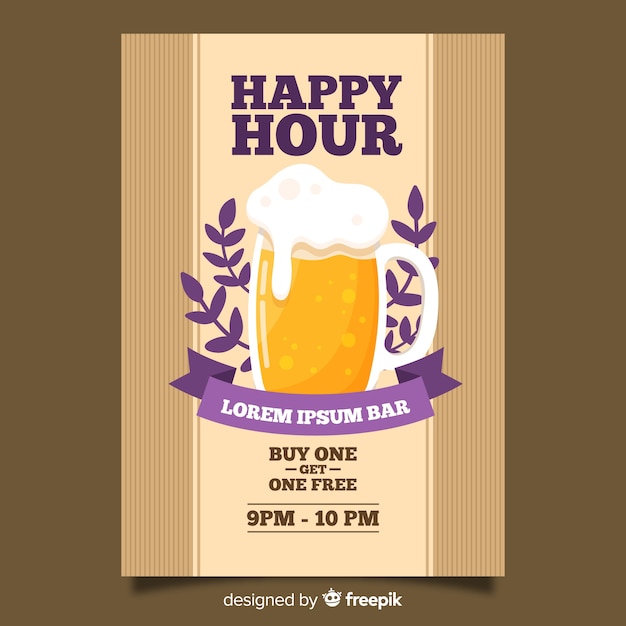 Plakat Happy Hour Piwo Z Płaska Konstrukcja