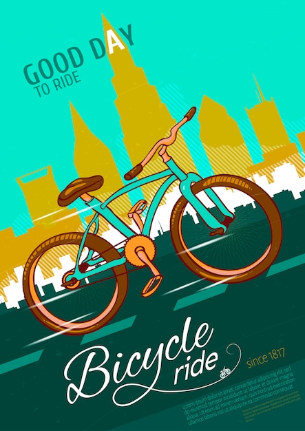 Bezpłatny wektor plakat jazdy na rowerze