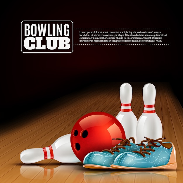 Bezpłatny wektor plakat klubu kryty bowling league