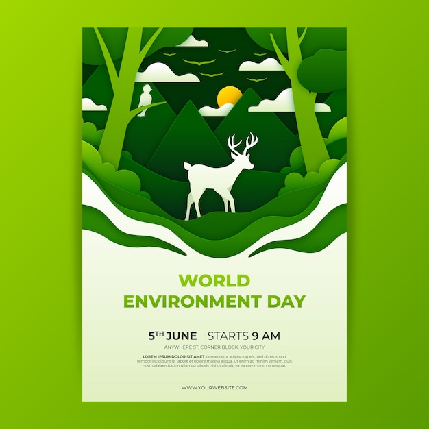 Plakat lub ulotka w stylu światowego dnia środowiska