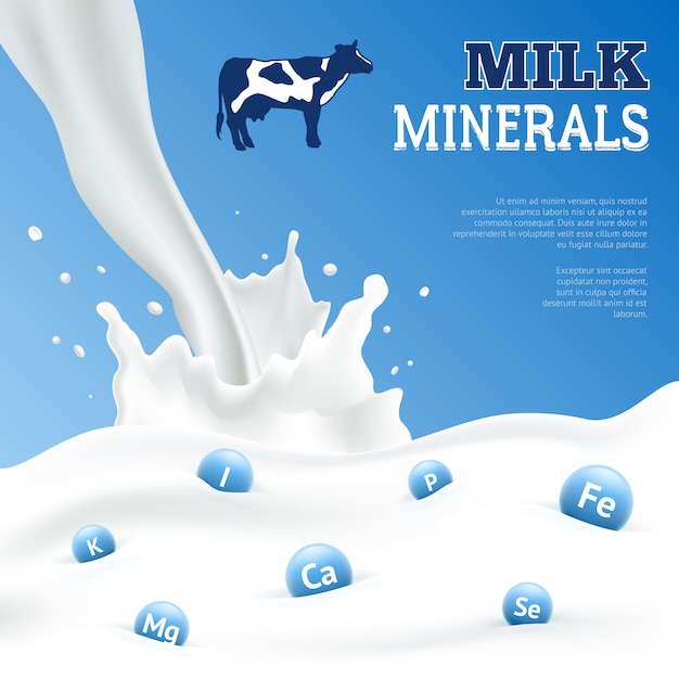 Bezpłatny wektor plakat minerały mleczne