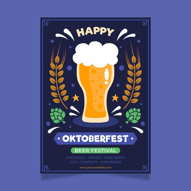 Bezpłatny wektor plakat oktoberfest w płaskiej konstrukcji