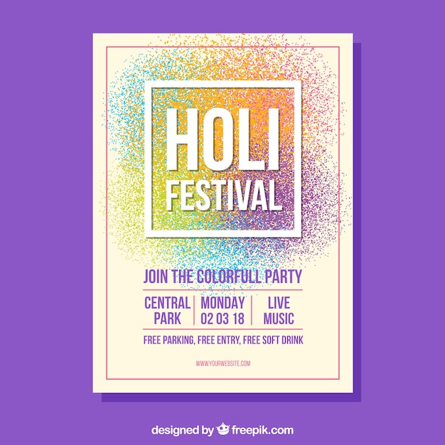 Bezpłatny wektor plakat party festiwalu holi