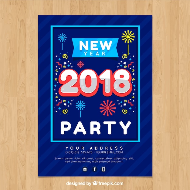 Plakat Party Niebieski Nowy Rok