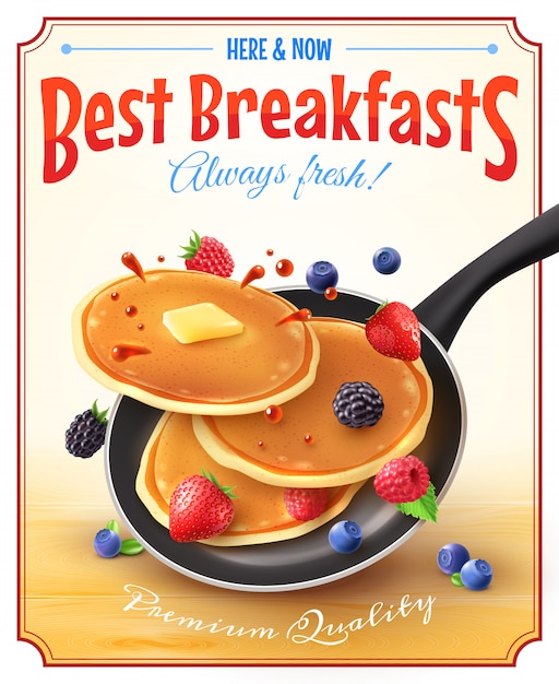 Bezpłatny wektor plakat plakatu reklamowego best breakfasts