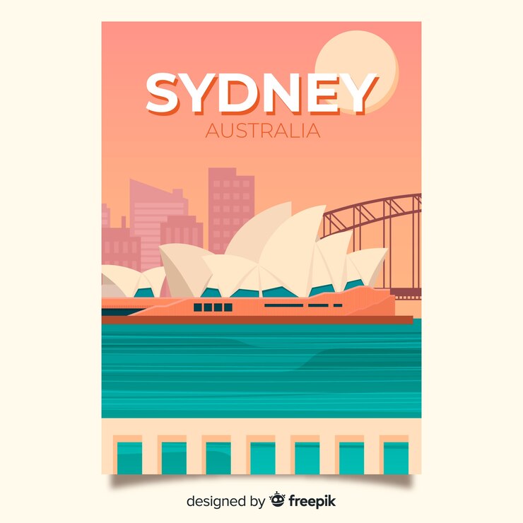 Bezpłatny plik Wektor plakat promocyjny retro z sydney