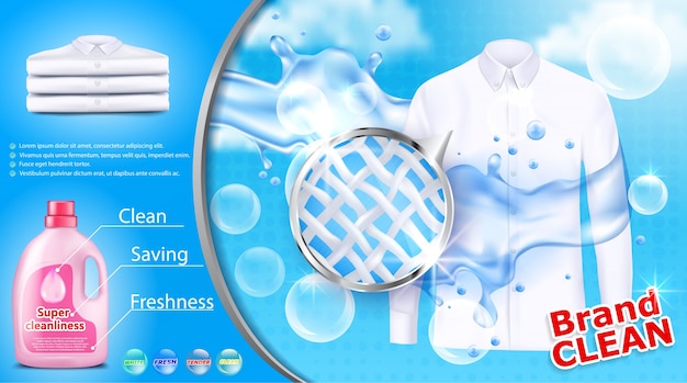 Bezpłatny wektor plakat reklamowy detergentu do prania