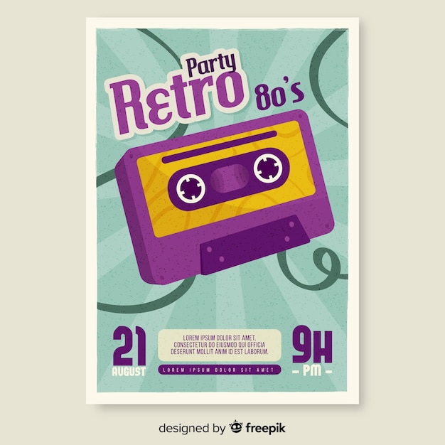 Bezpłatny wektor plakat retro szablon muzyki