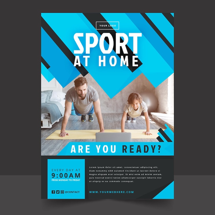 Bezpłatny plik Wektor plakat sport w domu