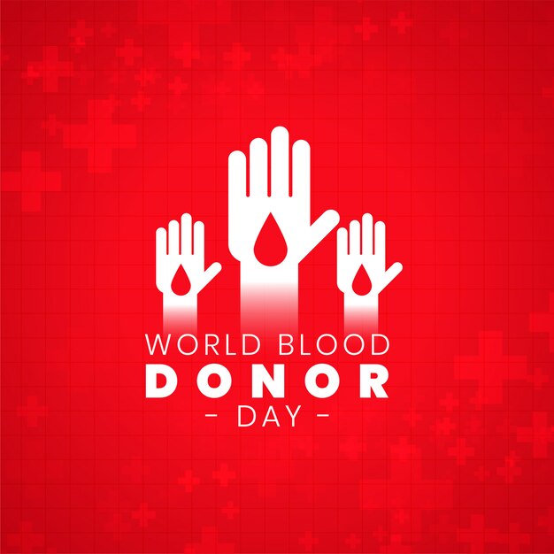 Plakat Światowego dnia dawcy krwi rękami ochotników